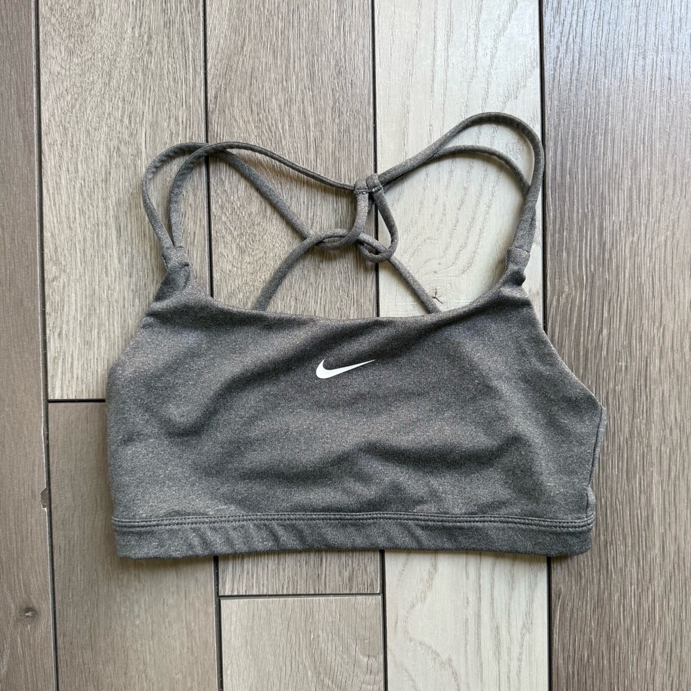 Nike Gray Sports Bra with Crisscross Straps